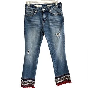 Pilcro & the Letterpress by Anthropologie Embroidered Pom Pom Jeans